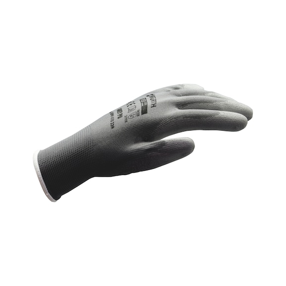 Protective glove polyester PU  - PROTGLOV-KNIT-(PES PU ECO)-GREY-SZ8