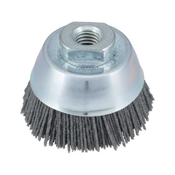 Wire cup brush LONGLIFE Universal with crimped sanding bristles with M14 connecting thread - 1