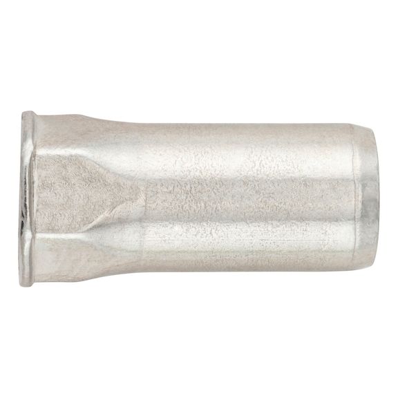 Rivet nut with partial hexagon shank and small countersunk head, closed, A2 stainless steel - 1
