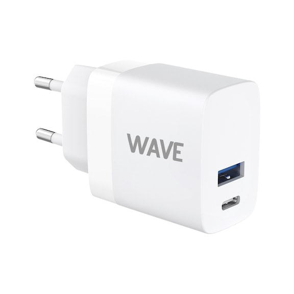 Wave 20W mains charger USB C + USB A