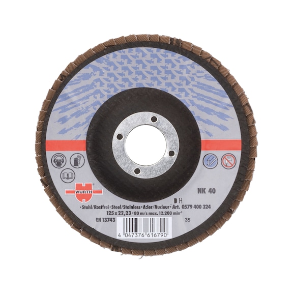 Segmented Grinding Disc for Steel Synthetic corundum - FLPDISC-NC-CLTH-DOMED-BR22,23-G40-D125