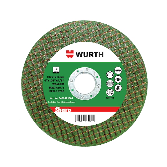 Speed cutting disc For stainless steel - CUTDISC-GREEN-TH1,0-BR16,0-D107MM