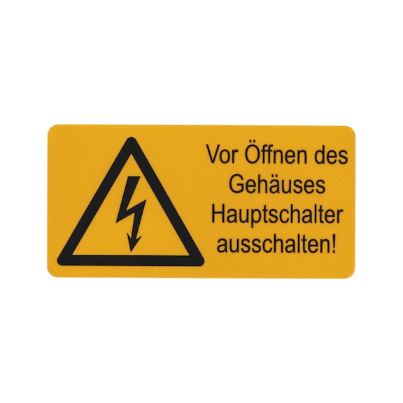 Safety and warning sign — Turn off the main switch before opening the housing!