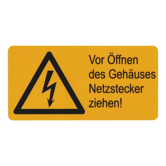 Etichetta di avvertenza - Scollegare l'alimentazione elettrica prima di aprire l'involucro!