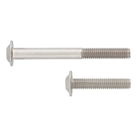 Screw with flattened half round head with collar and hexagon socket ISO 7380-2, A2-070 stainless steel, plain - 1