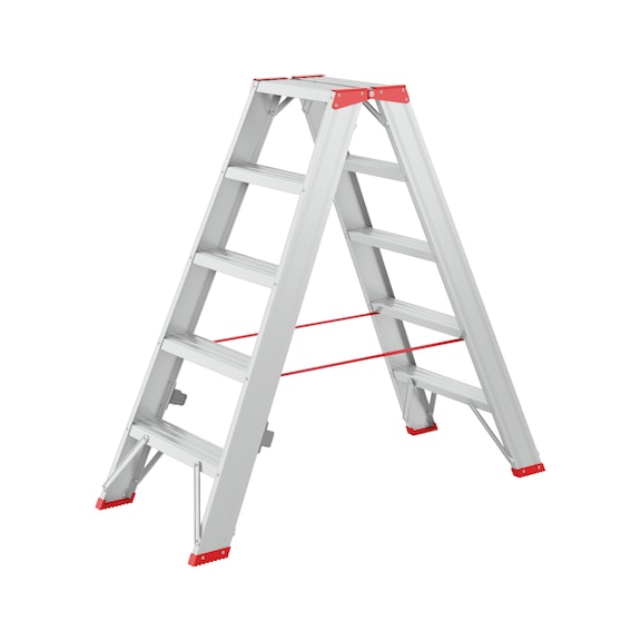 Riveted aluminium standing ladder with steps - 1