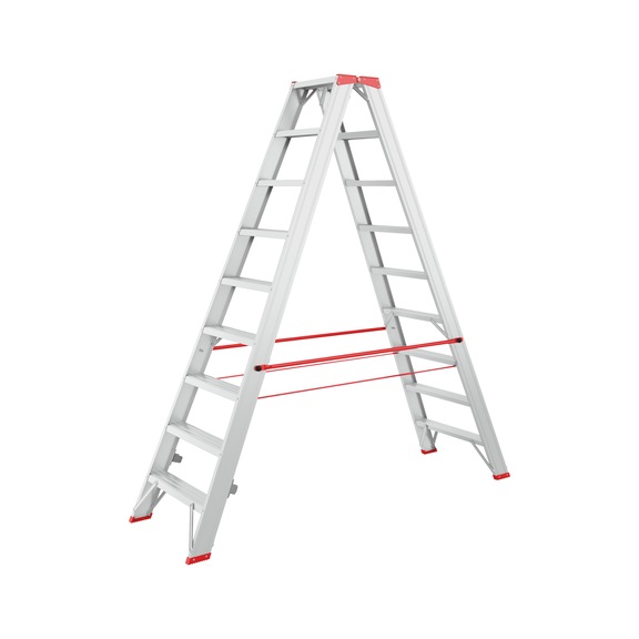 Riveted aluminium standing ladder with steps - STANDLDR-ALU-2X9STEP