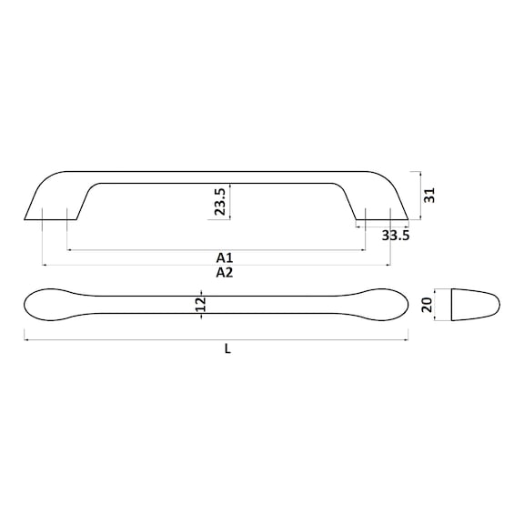 Designer furniture handle, stirrup design MG-AL 33 - 2