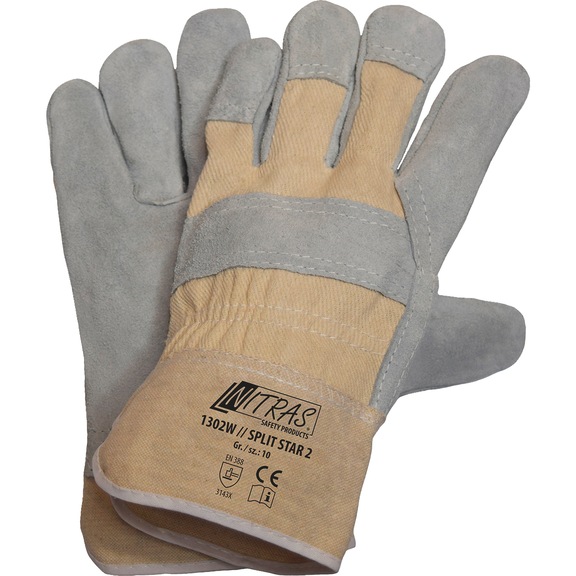 Protective glove, leather - GLOV-NITRAS-SPLITSTAR2-1302W-SZ10