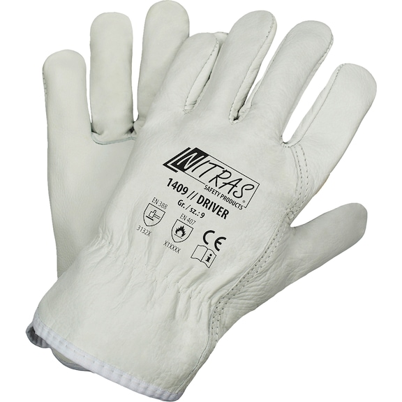 Protective glove, leather - GLOV-NITRAS-DRIVER-1409-9-SZ9