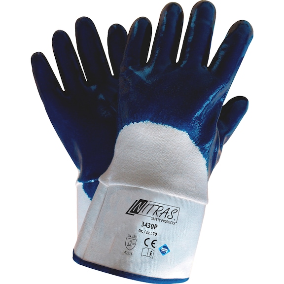 Protective glove, nitrile, Nitras 3430P - GLOV-NITRAS-3430P-SZ10