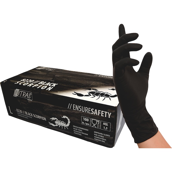 Protective glove, disposable - GLOV-NITRAS-BLACKSCORPION-8220-XL