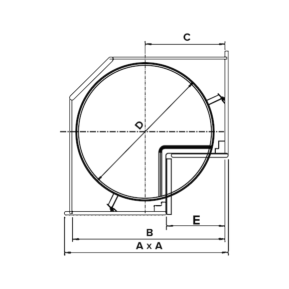 Ferragem rotativa para armário de canto VS COR Wheel Pro - 2