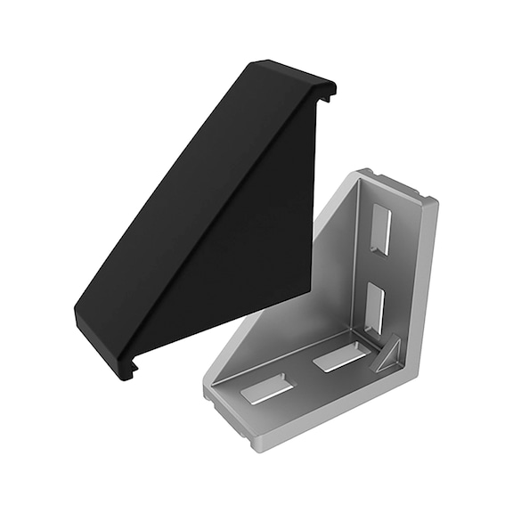 Aluminium bracket set - ANGL-SET-AL-BLK-SLOT10-76X76X38MM