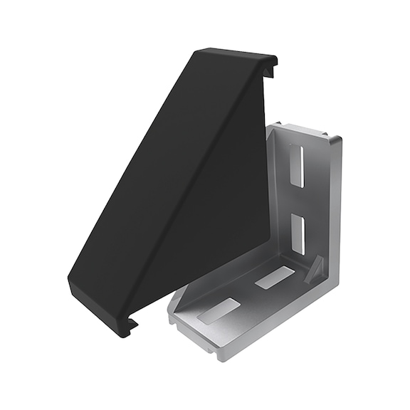 Aluminium bracket set - ANGL-SET-AL-BLK-SLOT10-86X86X43MM