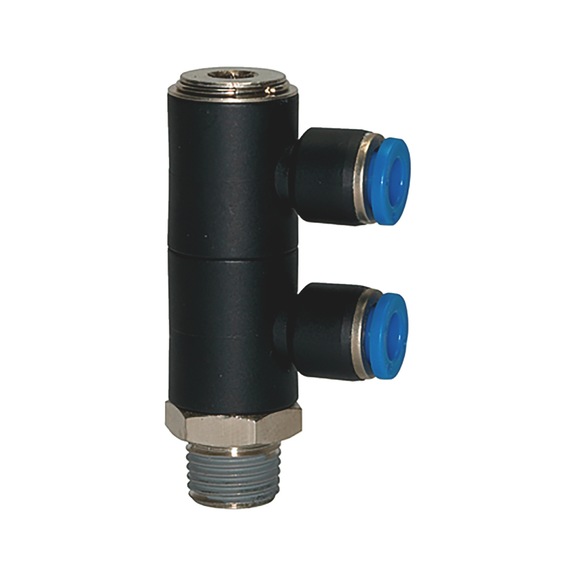 L-shaped distributor 2-way w hex. socket R thread - DSTR-2WAY-L-ROT-PLA-HS-ET-R1/2-PIP-12