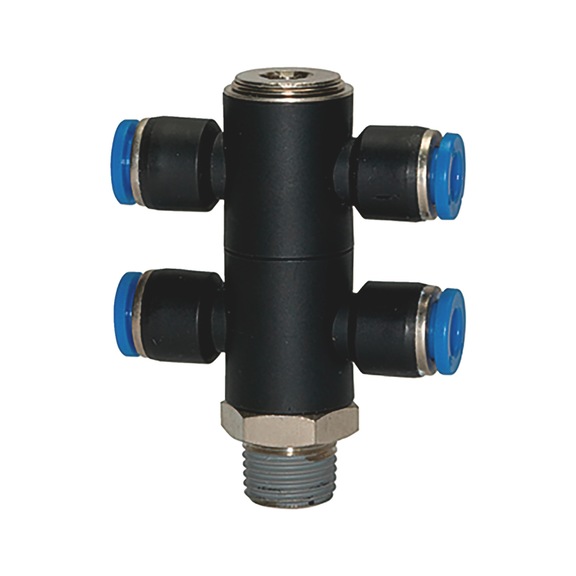 Four-way T-distributor - DSTR-4WAY-T-2X2-PLA-HS-ET-R1/4-PIP-12