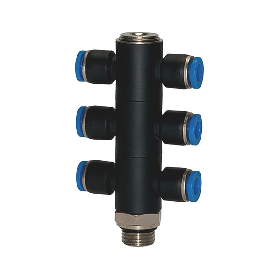 Six-way T-distributor - DSTR-6WAY-T-2X3-PLA-HS-ET-G3/8-PIP-8