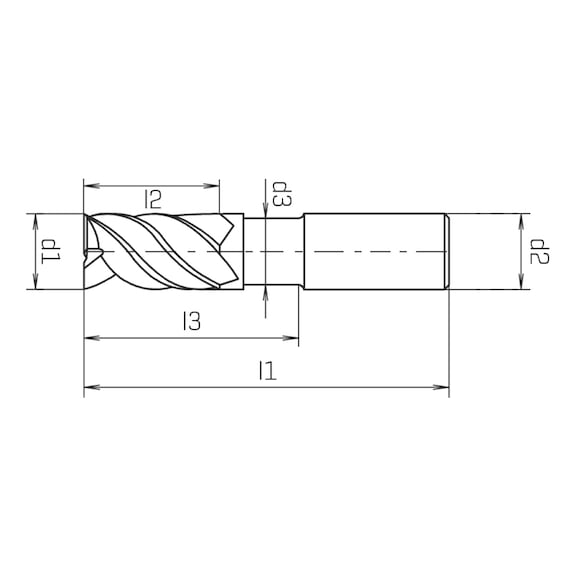 SC Speedcut aluminium end mill, long, optional, twin blade, variable helix DIN 6527L, HA shank - 2