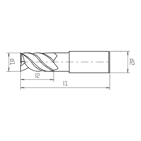 SC Speedcut inox end mill, long, four blade, variable helix DIN 6527L, HA shank - 2