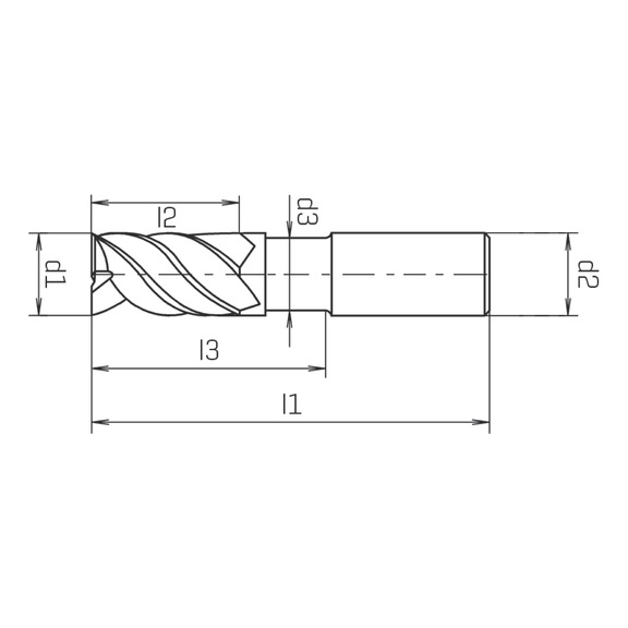 SC Speedcut aluminium end mill, long, optional, triple blade, variable helix DIN 6527L, HA shank - 2