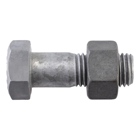 Hexagonal bolt with shank SB FITTINGS DIN EN 15048-1 DIN 7990, steel 5.6, hot-dip galvanised (hdg) - SCR-NUT-DIN7990-5.6-WS18-(HDG)-M12X100