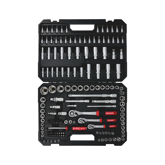 1/4 + 3/8 + 1/2 INCH SOCKET WRENCH ASSORTMENT 154 PIECES - SKTWRNCH-SET-1/4+3/8+1/2IN-HEX-154PCS