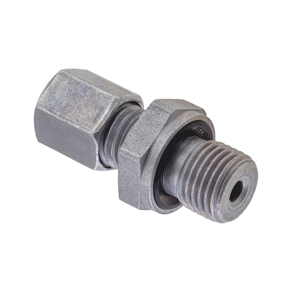 Straight male fitting ISO 8434-1, zinc-nickel-plated steel, BSPP male thread with seal - 1