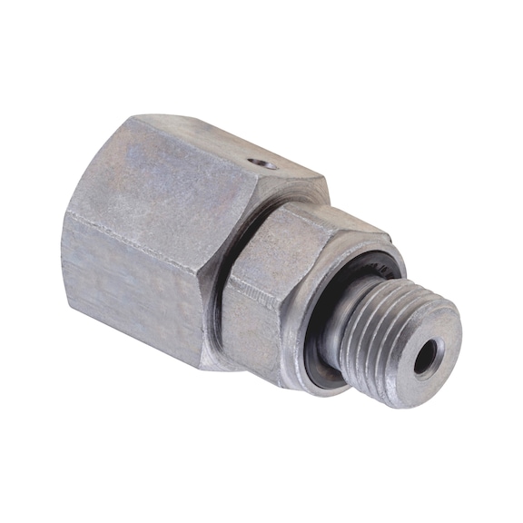 Adjustable straight sealing cone male fitting ISO 8434-1, zinc-nickel-plated steel, metric male thread with o-ring - 1