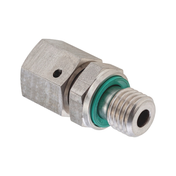 Adjustable straight sealing cone male fitting ISO 8434-1, stainless steel 1.4571, metric male thread with o-ring - 1