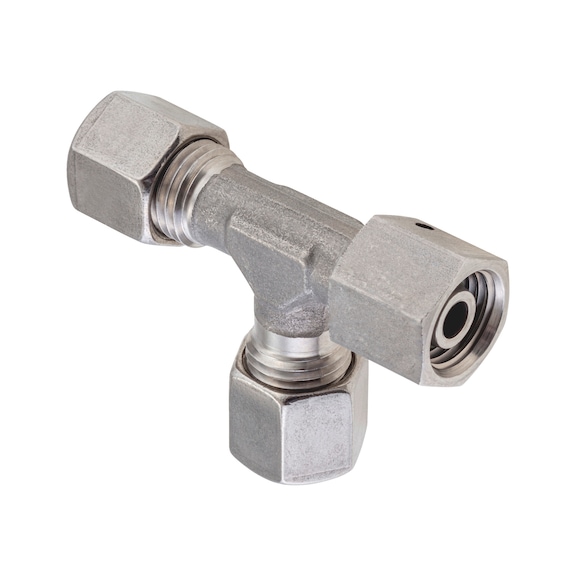 Adjustable L-shaped sealing cone fitting ISO 8434-1, stainless steel 1.4571, cutting ring connection with o-ring - 1