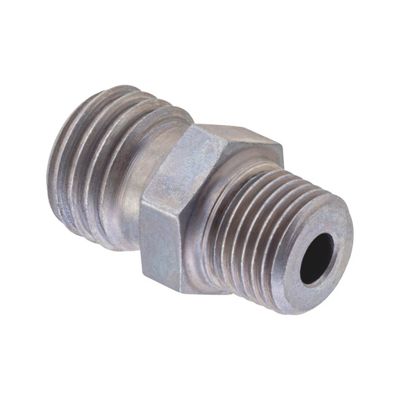 Straight male fitting ISO 8434-1, zinc-nickel-plated steel, tapered BSPT male thread - TUBFITT-ISO8434-S-SDS-ST-D14-R3/8