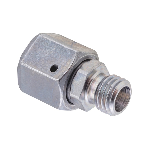 Adjustable straight sealing cone reducer fitting ISO 8434-1, zinc-nickel-plated steel, cutting ring connection with o-ring - TUBFITT-ISO8434-L-RDSW-ST-D42/D28