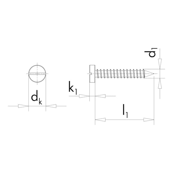 Zylinder-Blechschraube Form C mit Schlitz DIN 7971, Edelstahl A2, blank