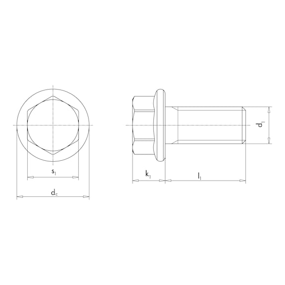 Hexagonal bolt with flange DIN 6921, A2-70 stainless steel, plain - SCR-HEX-FLG-DIN6921-A2/70-WS13-M8X70