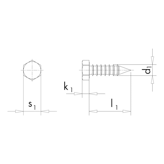 Sechskant-Blechschraube Form C ISO 1479 Edelstahl A2 blank - SHR-6KT-ISO1479-C-A2-20H-SW5-2,9X19