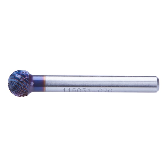 Carbide milling bit D, spherical. Crossed teeth. Blue Tec coating - 1