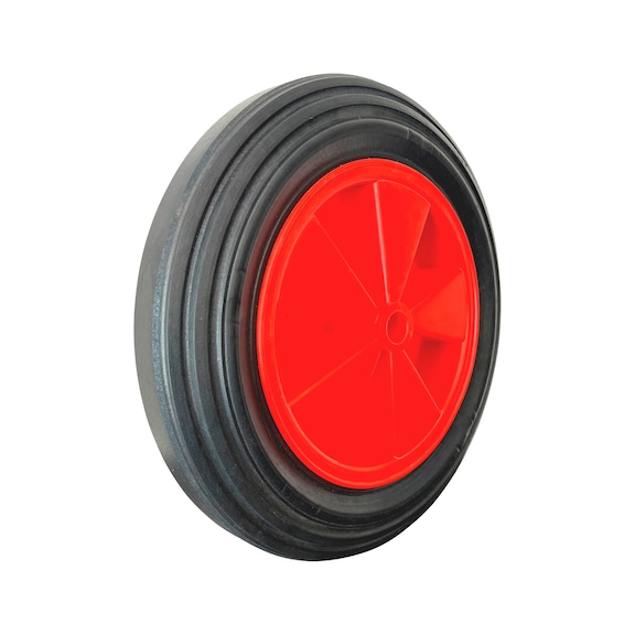 Solid rubber wheel With plastic rim for steel cylinder rollers - RBRWHL-F.TRAN-W.STRIM-400MM-BS25MM