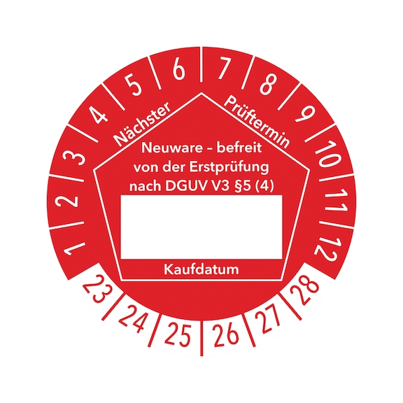 Prüfplakette für Elektromaschine DGUV V3