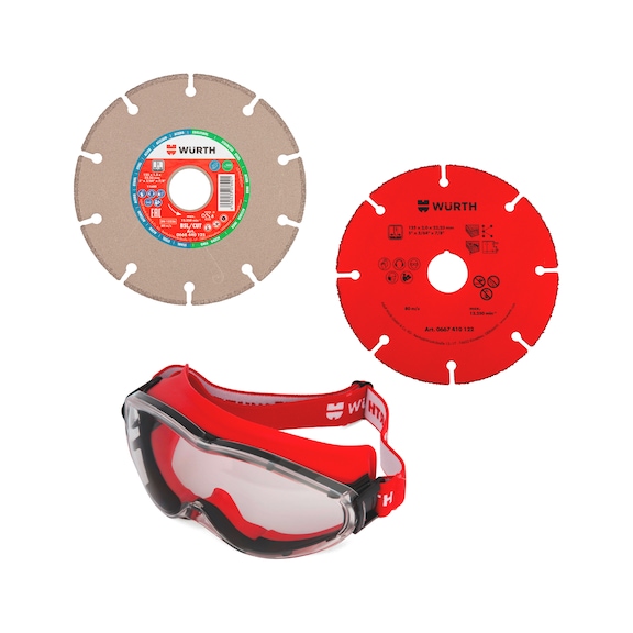 Diam.-/disque à tronçonner,masque panoramique 3pcs