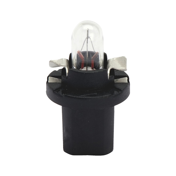 Kunststoffsockellampe für Instrumentenbeleuchtung mit Fassung für Einsatz in Leiterplatten - LAMP-SCHWARZ-B8,5D-12V-1,2W