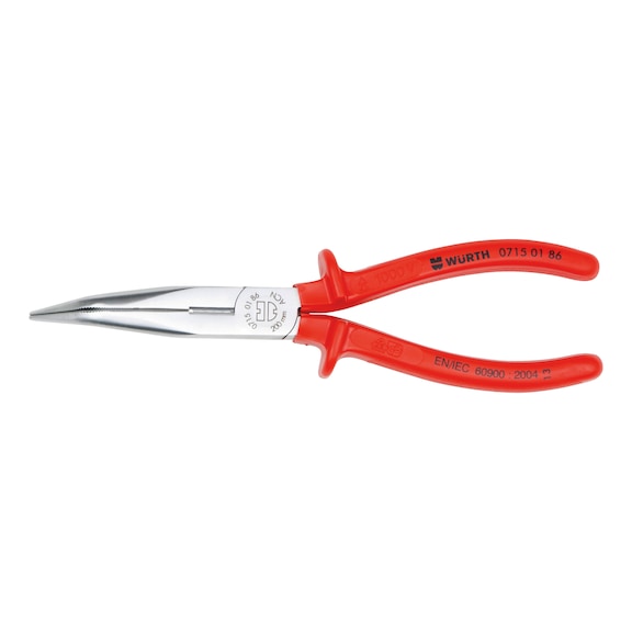 VDE snipe nose pliers with cutting edge DIN ISO 5745 IEC 60900 - SNPNOSEPLRS-VDE-LONGNOSE-ANGLD-L200MM