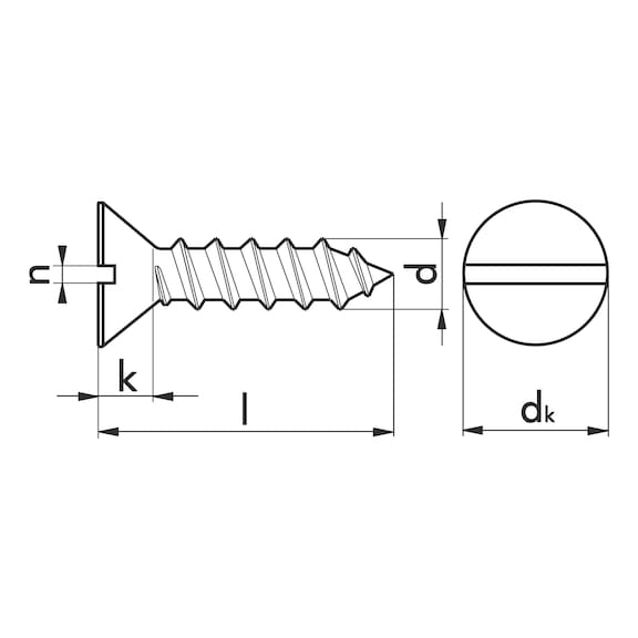 Senk-Blechschraube Form F mit Schlitz - SHR-SEKPF-DIN7972-F-(A2K)-2,9X16