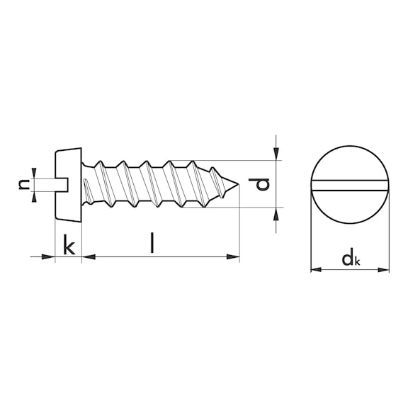 Zylinder-Blechschraube Form C mit Schlitz DIN 7971, Edelstahl A2, blank - SHR-ZYL-DIN7971-C-A2-5,5X13