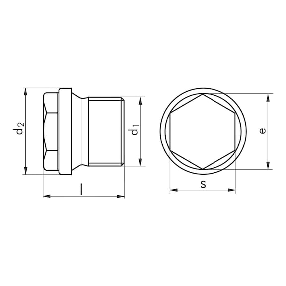 Verschlussschraube mit Bund und Außensechskant DIN 910, Stahl, blank - SHR-VERSHL-DIN910-SW27-M38X1,5