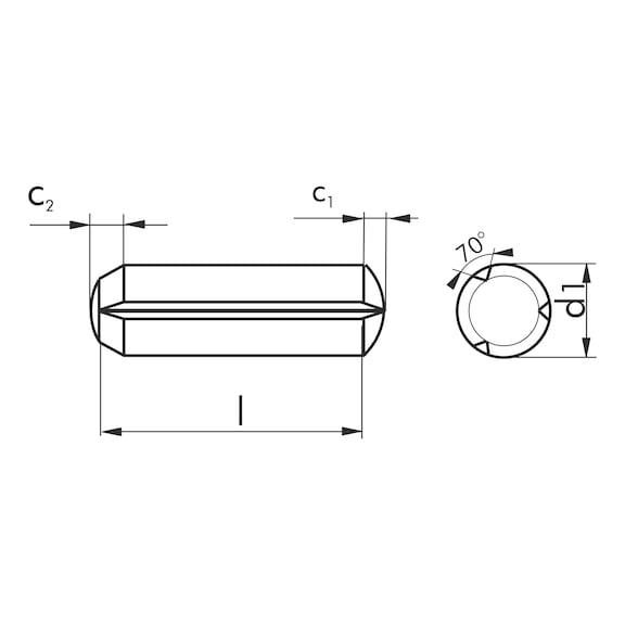 Zylinderkerbstift mit Fase DIN 1473, Edelstahl A1 blank - STI-ZYLKERB-FS-DIN1473-A1-6X20
