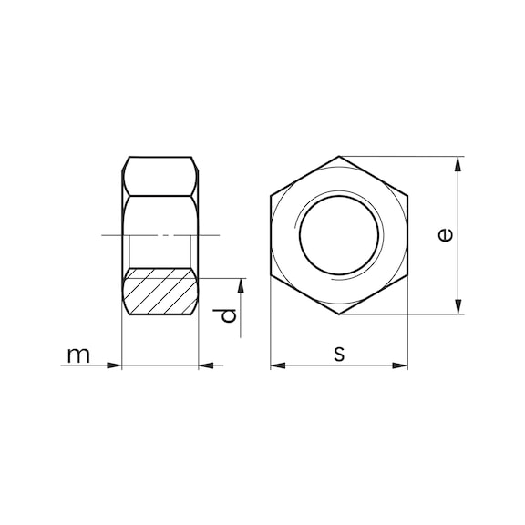 Hexagon nut ISO 4032 A4-70 stainless steel, plain - NUT-HEX-ISO4032-A4/70-WS5,5-M3