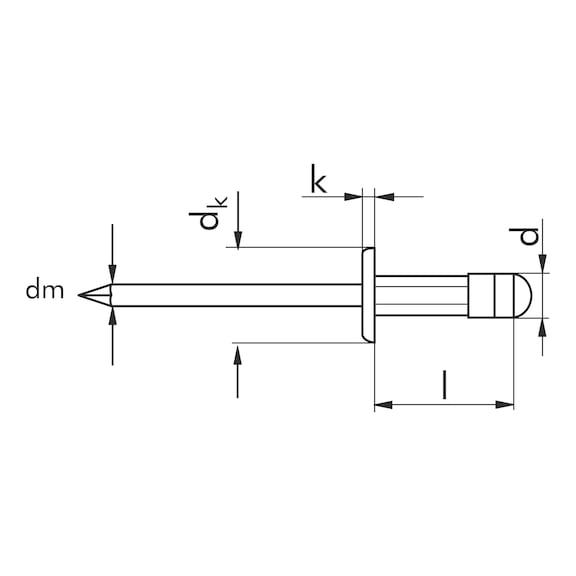 Blind rivet, flat head - RIV-MHD-ALU/A2-(1,2-6,3)-4X10