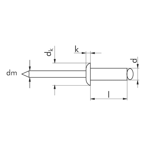 Blind rivet, round pan head - RIV-MHD-ST/ST-(A2K/A2K)-(8,5-12,5)-4X16