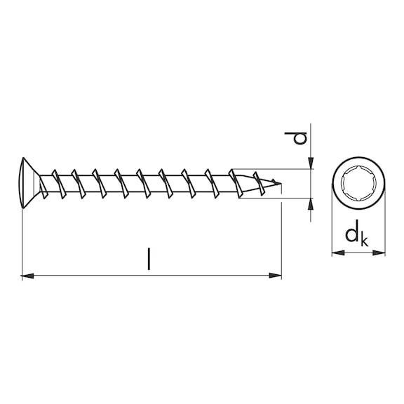 Window construction screw, raised countersunk head FBS - SCR-RSDCS-NEDLPIN-AW20-(DCO)-4,1X35